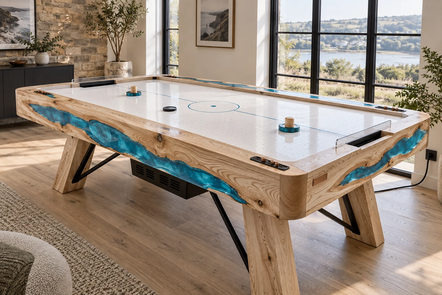 Phoenix concept: ash and resin air hockey table